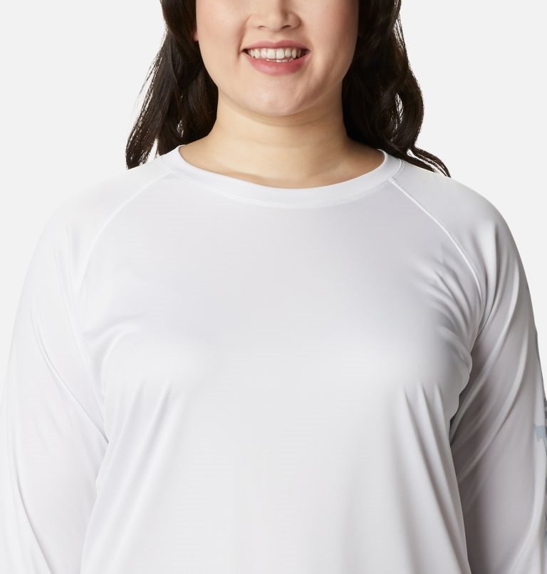 Women's Columbia PFG Tidal Tee II Long Sleeve Sweatshirts White | Plus Size CA-LC516